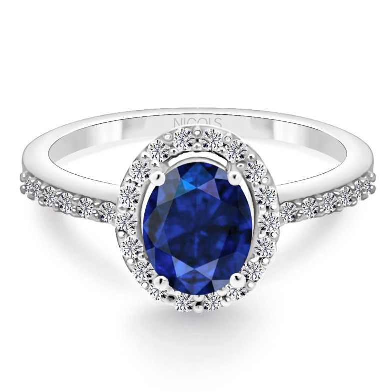 Dahlia Sunset Blue Sapphire Ring 1.00 White Gold 99930025111