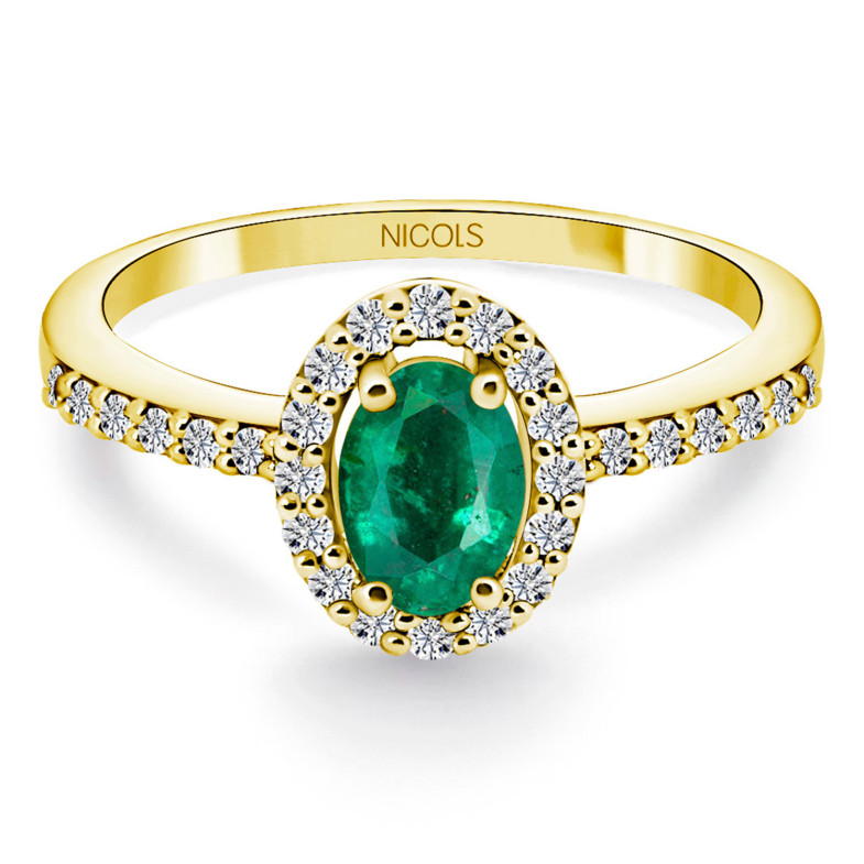 Dahlia Sunset Green Emerald Yellow Gold Ring 0.60 99930028315