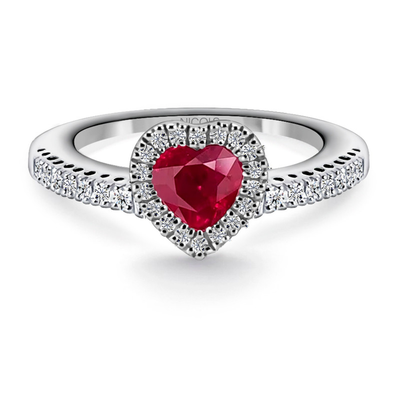 Ruby and Diamond Heart Ring Heart Diamond Color 14710394113