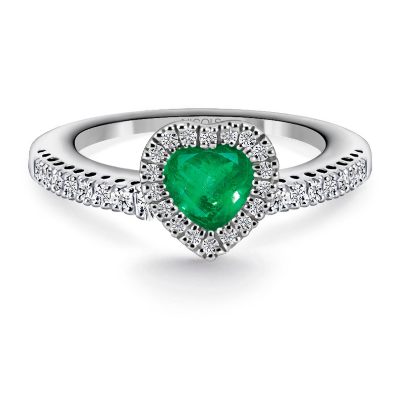 Emerald Ring und Diamanten Herz Diamant Farbe 14710394013