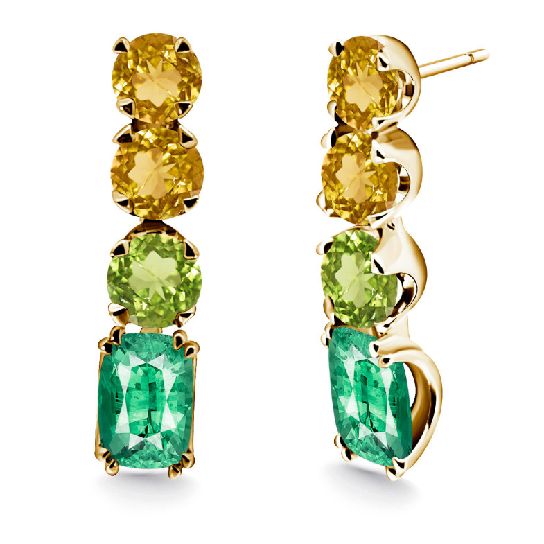 RAINBOW Citrine Green Quartz Earrings 14711130623