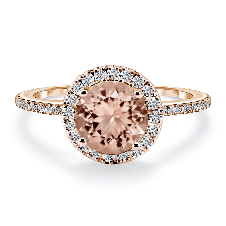 Anel de diamante Morganite COLORIDO 14710932711