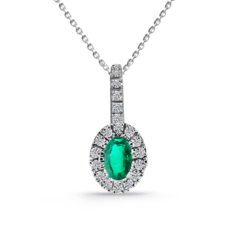DALIA Emerald and Diamond Pendant.