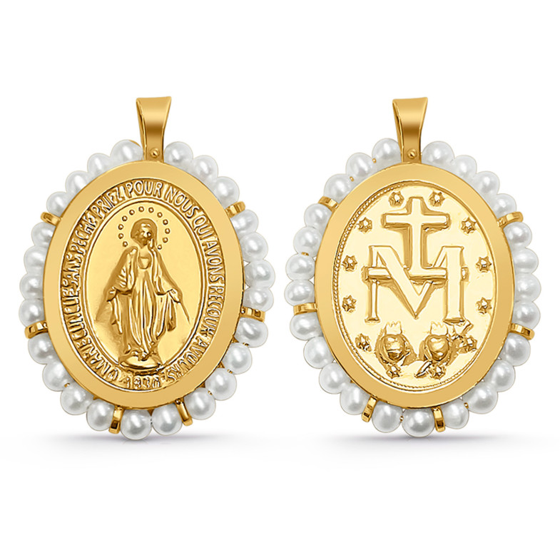 Scapular of the Miraculous Virgin, gold and cultured pearls 37510080052