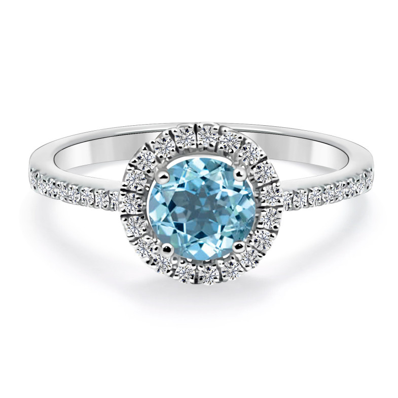 Anillo Oro Zircon Azul SELLO REDONDO 14710933011