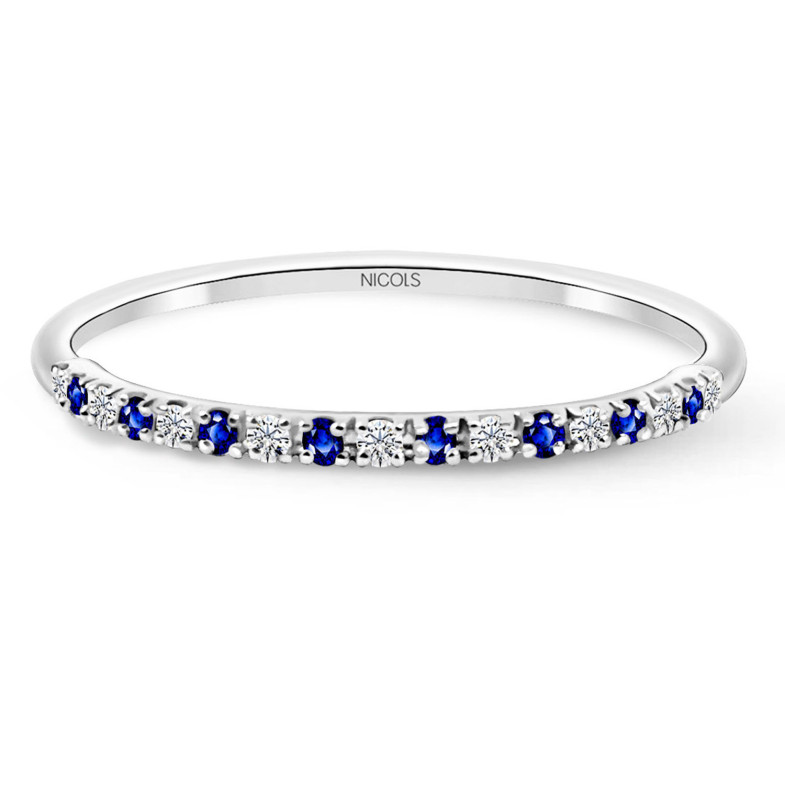 Azalea Sapphire Diamond Ring 0.06 White Gold 99930200314