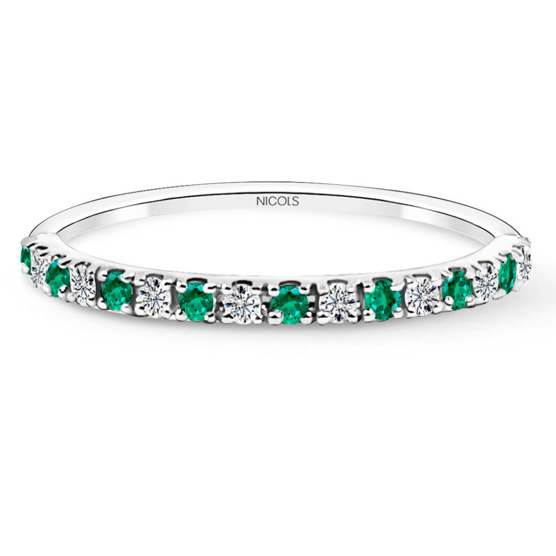 Emerald Azalea Diamond Ring 0.12 White Gold 99930210112