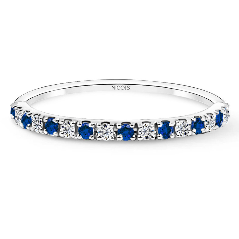 Azalea Sapphire Diamond Ring 0.12 White Gold 99930210314