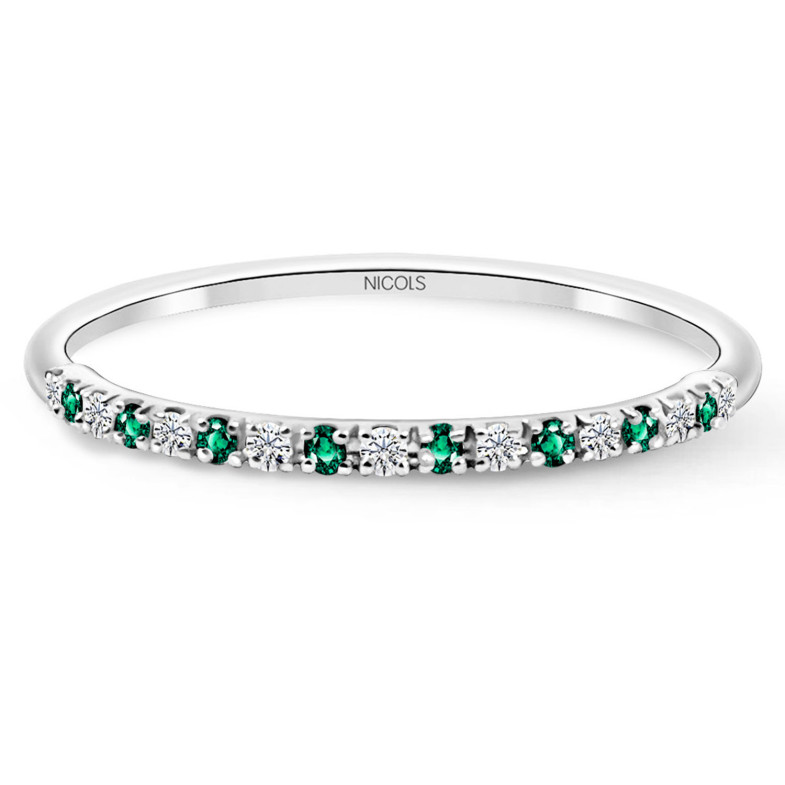 Smaragd-Azalea-Diamantring 0,06 Weißgold 99930200112