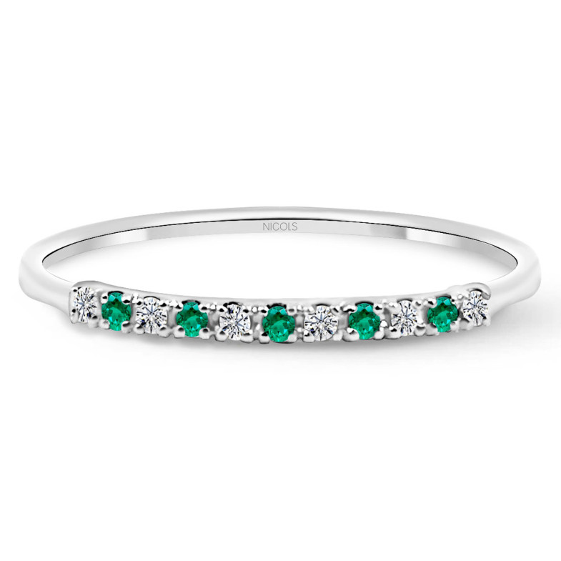 Emerald Azalea Diamond Ring 0.04 White Gold 99930203112